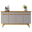 Ver imagem 6 de Buffet Aparador Sala de Estar 160cm 4 Portas Opala Naturalle/off - Bechara
