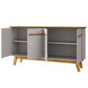 Ver imagem 4 de Buffet Aparador Sala de Estar 160cm 4 Portas Opala Naturalle/off - Bechara