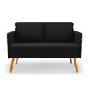Ver imagem 3 de Kit 01 Namoradeira 02 Lugares e 01 Poltrona Mari Suede Pés Palito Castanho - D’rossi Preto