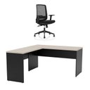 Ver imagem 3 de Mesa de Escritório em L 160x60cm + Cadeira Ergonômica Reclinável com Apoio Lombar,Pistão Classe 4