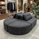 Ver imagem 3 de Sofá Modular Cielo 4 Lugares Design Orgânico Moderno 204cm Bouclê Cinza Escuro - Montanari's Decor