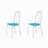 Kit com 2 Cadeiras 050 America Cromo Branca/azul Turquessa - Artefamol - 1