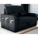 Ver imagem 1 de Sofá Cama Aster 2 Lugares 140cm Preto Veludo Inca Baú Matrix