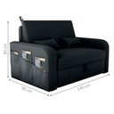 Ver imagem 3 de Sofá Cama Aster 2 Lugares 140cm Preto Veludo Inca Baú Matrix