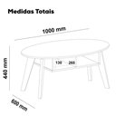 Ver imagem 5 de Mesa de Centro Tampo Oval 2 Nichos 100 Cm Pinho Preto Arly