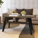 Ver imagem 4 de Mesa de Centro Tampo Oval 2 Nichos 100 Cm Pinho Preto Arly