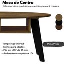 Ver imagem 3 de Mesa de Centro Tampo Oval 2 Nichos 100 Cm Pinho Preto Arly