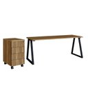 Ver imagem 2 de Mesa Escrivaninha e Gaveteiro com e Rodízios 4 Gavetas 160cm Industrial Executive Nogal e Preto Marrom