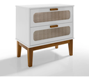 Ver imagem 4 de Mesa de Cabeceira Santorini 60cm Apoio Auxiliar Quarto Madeira com Tela Indiana:branco