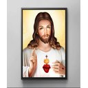Ver imagem 4 de Quadro Decorativo Canvas Moldura Filete Jesus Cristo Sagrado Coração Gg