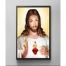Quadro Decorativo Canvas Moldura Filete Jesus Cristo Sagrado Coração Gg - 4