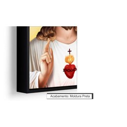 Quadro Decorativo Canvas Moldura Filete Jesus Cristo Sagrado Coração Gg - 3