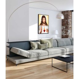 Quadro Decorativo Canvas Moldura Filete Jesus Cristo Sagrado Coração Gg - 2