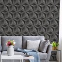 Ver imagem 3 de Papel de Parede 3D Cinza Escuro Geométrico Com Dourado-60x300cm