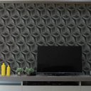 Ver imagem 2 de Papel de Parede 3D Cinza Escuro Geométrico Com Dourado-60x300cm