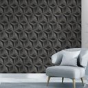 Ver imagem 1 de Papel de Parede 3D Cinza Escuro Geométrico Com Dourado-60x300cm