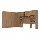 Ver imagem 2 de Guarda Roupa Casal Modulado 5 Peças 12 Portas 5 Gavetas com Cabeceira e Escrivaninha 100% MDF Smart Cinamomo Marrom