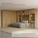 Ver mais imagens de Guarda Roupa Casal Modulado 5 Peças 12 Portas 5 Gavetas com Cabeceira e Escrivaninha 100% MDF Smart Cinamomo Marrom