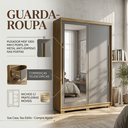 Ver imagem 2 de Guarda-Roupa Doha Intense Solteiro com Espelho MDF 2 Portas de Correr Espaçoso Dormitório Elegante