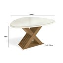 Ver imagem 3 de Mesa P/ Cozinha Graviola C/ Tampo Madeirado C/ Vidro 135x105cm Freijó/off White - Kappesberg