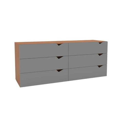Cômoda de Quarto Porto C/ 6 Gavetas Freijo/cinza - Politorno