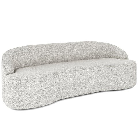 Sofá 4 Lugares Curvo Sala de Estar Living Lótus D02 Bouclê Creme 260 cm B-54 - Lyam Decor