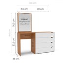 Ver imagem 4 de Cômoda Porto 4 Gavetas com Espelho Branco/freijó - Politorno