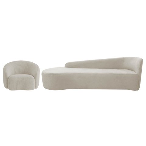 Kit Divã Recamier Orgânico França 200cm Lado Esquerdo e Poltrona Amore Linho
