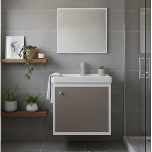 Kit Armário para Banheiro 40cm Mdf com Cuba + Espelheira - Veneto Gianduia