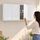 Ver imagem 6 de Armário Cozinha Aéreo 4 Portas Parede 120 x 52 cm Madeira Cor:Branco