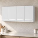 Ver imagem 1 de Armário Cozinha Aéreo 4 Portas Parede 120 x 52 cm Madeira Cor:Branco