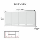 Ver imagem 3 de Armário Cozinha Aéreo 4 Portas Parede 120 x 52 cm Madeira Cor:Branco