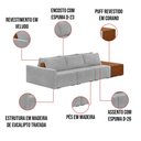 Ver imagem 3 de Sofá Ilha 3 Lugares Living 342cm Modulado para Sala Lary Veludo K01 - D’Rossi