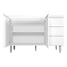 Balcão Gabinete para Pia Andreia sem Tampo 100cm 2 Portas 3 Gavetas Branco - Ajl Móveis Balcão Gabin - 4