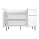 Ver imagem 4 de Balcão Gabinete para Pia Andreia sem Tampo 100cm 2 Portas 3 Gavetas Branco - Ajl Móveis Balcão Gabin