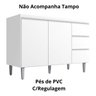 Balcão Gabinete para Pia Andreia sem Tampo 100cm 2 Portas 3 Gavetas Branco - Ajl Móveis Balcão Gabin - 3