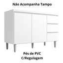Ver imagem 3 de Balcão Gabinete para Pia Andreia sem Tampo 100cm 2 Portas 3 Gavetas Branco - Ajl Móveis Balcão Gabin