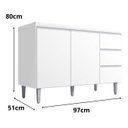 Ver imagem 2 de Balcão Gabinete para Pia Andreia sem Tampo 100cm 2 Portas 3 Gavetas Branco - Ajl Móveis Balcão Gabin