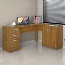 Ver imagem 1 de Mesa para Escritório 2 Portas 3 Gavetas Mirage Freijo - Pnr Móveis