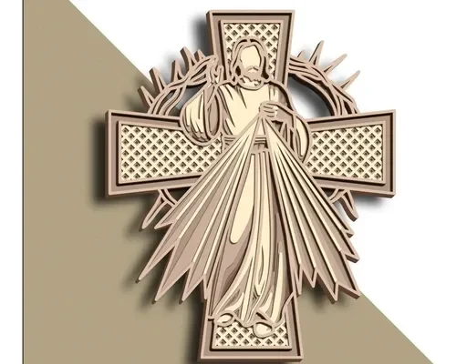 Placa em Camadas Jesus Misericodioso MDF 59cm