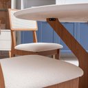 Ver imagem 3 de Mesa de Jantar 1,35m Tampo de Vidro C/ 6 Cadeiras 100% Mdf Cor:off White com Freijó e Cesare Escuro