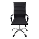 Ver imagem 2 de Cadeira de Escritório Alta Esteirinha Corino Base Rodizio 3301 Preto