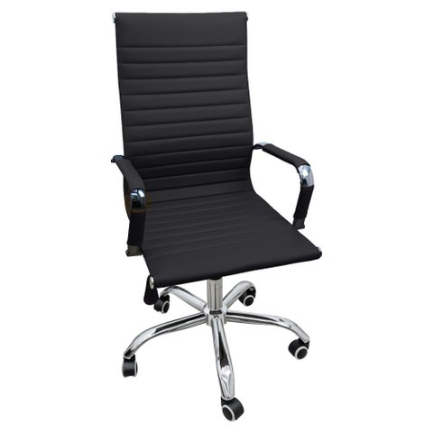 Cadeira de Escritório Alta Esteirinha Corino Base Rodizio 3301 Preto