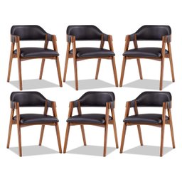 Kit 6 Cadeiras para Mesa de Jantar Lua com Estofado Impermeável Facto Preto L72 Rmi - 1