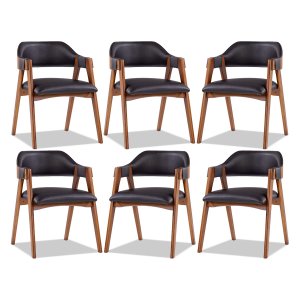 Kit 6 Cadeiras para Mesa de Jantar Lua com Estofado Impermeável Facto Preto L72 Rmi