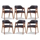 Ver imagem 1 de Kit 6 Cadeiras para Mesa de Jantar Lua com Estofado Impermeável Facto Preto L72 Rmi