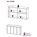 Ver imagem 5 de Aparador Buffet Suspenso Multimóveis Veneza 4 Portas Fg3594 Rustic