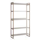 Ver imagem 2 de Kit Industrial Estante Guaecá 180x95 + Aparador Córdoba 100x95 3 Prateleiras Sala - Cobre/branco