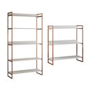 Ver imagem 1 de Kit Industrial Estante Guaecá 180x95 + Aparador Córdoba 100x95 3 Prateleiras Sala - Cobre/branco