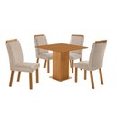 Ver imagem 2 de Conjunto Mesa de Jantar 90cm com 4 Cadeiras Estofadas Multimóveis Crrft-CON047 Madeirado/Creme
